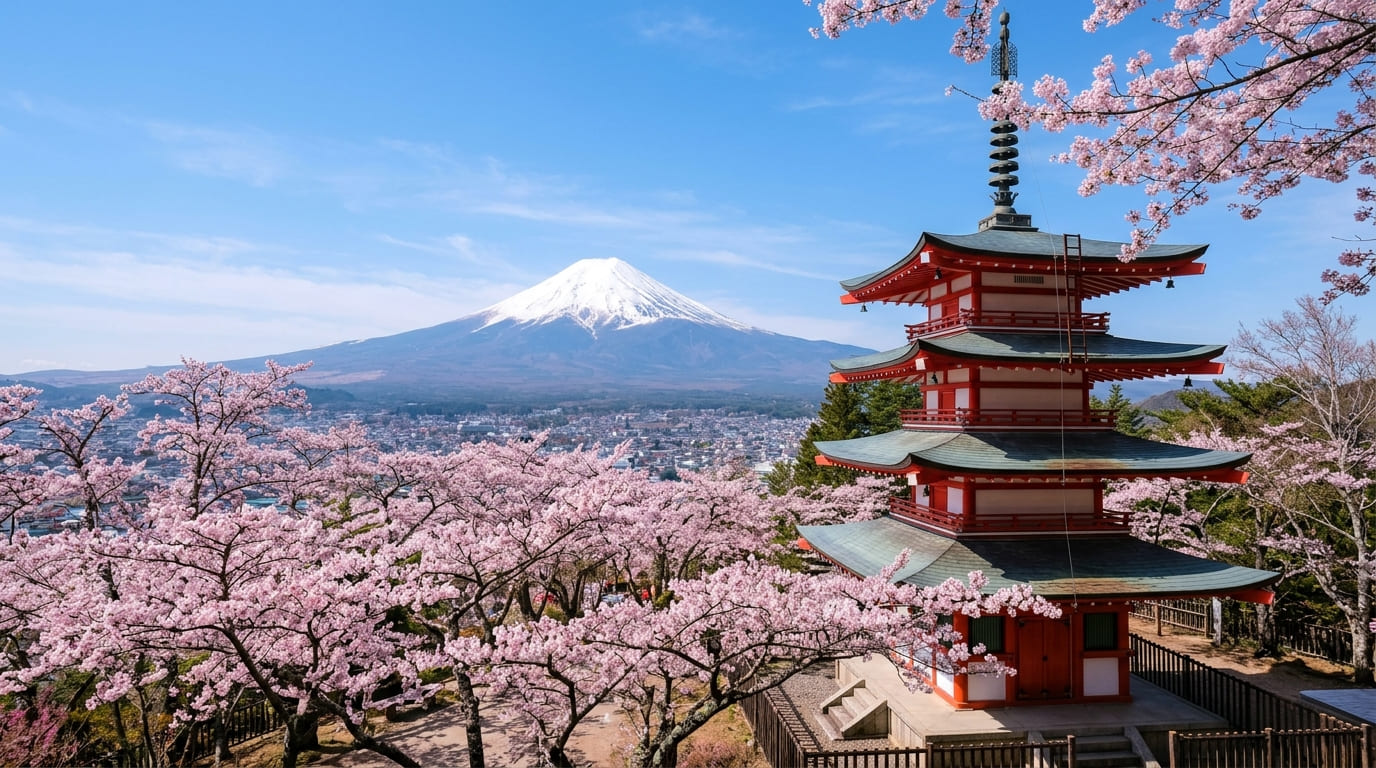 Mount Fuji and Pagoda Japan Visa Assistance Bookingmart